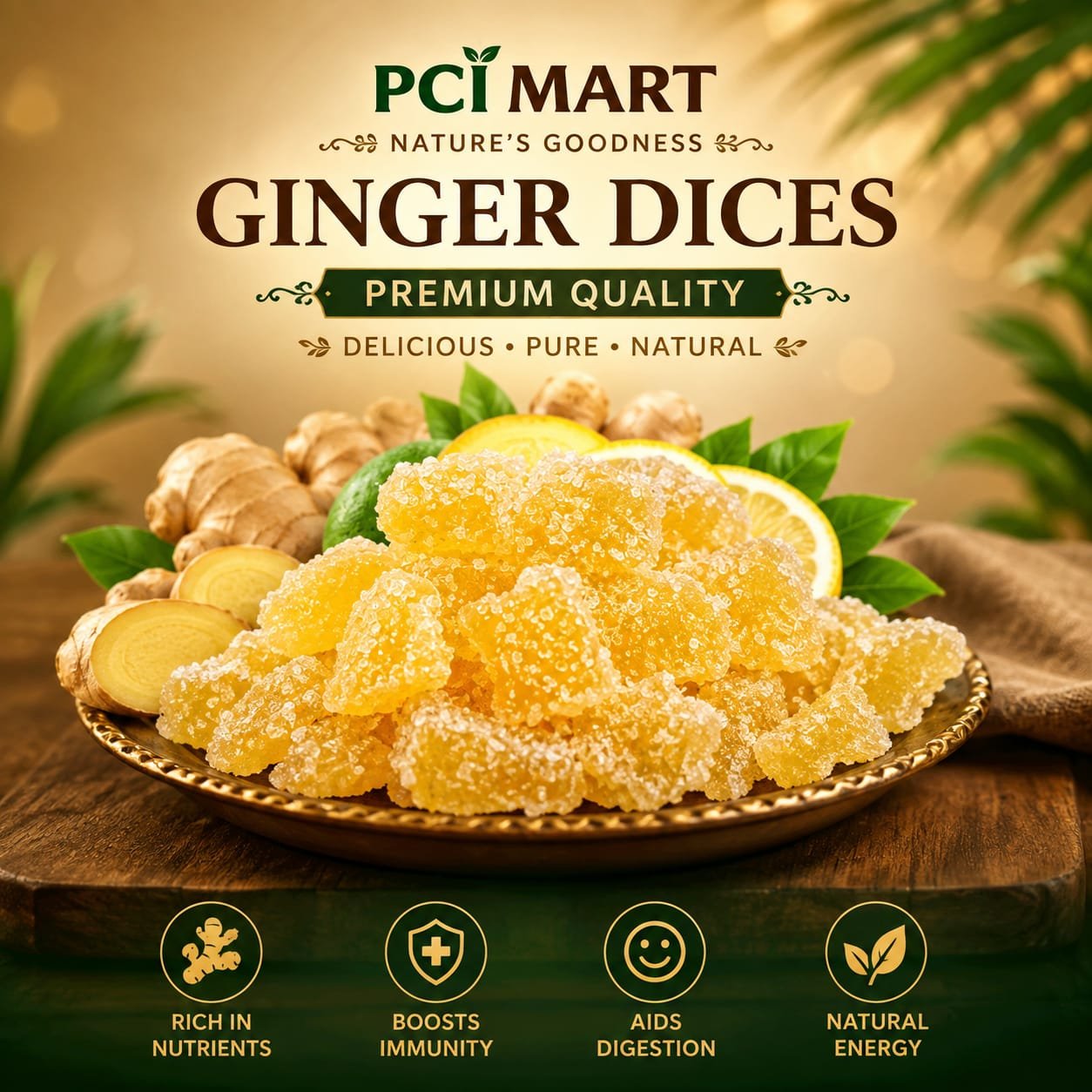 Home dried ginger dice